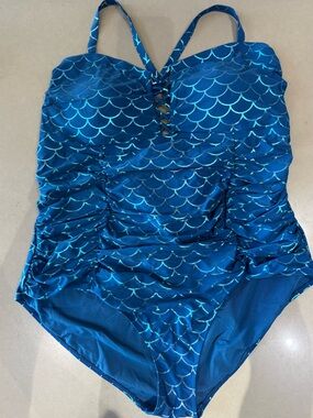torrid Blue Mermaid-Scale One-Piece Swimsuit